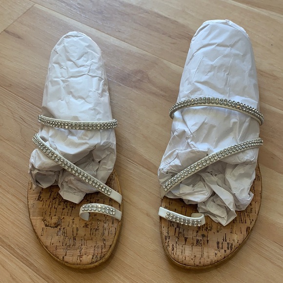 White Studded Sandals - Picture 1 of 7